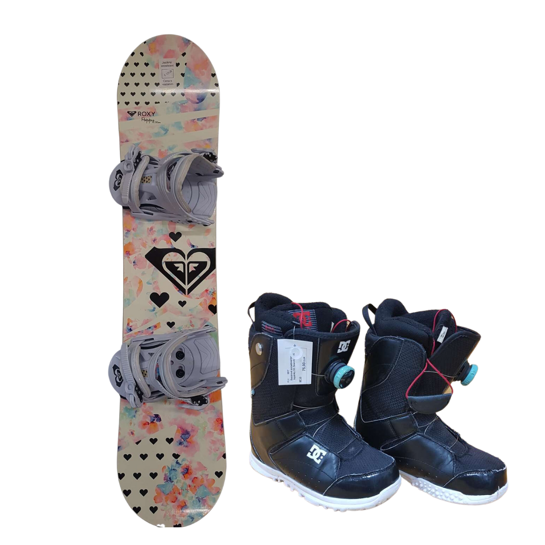 Bazárový snowboard Roxy Poppy + snowboardové topánky DC